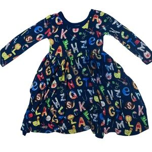 Colorful Alphabet Print Long Sleeve Dress